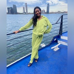 Lime green blouse and pant SET